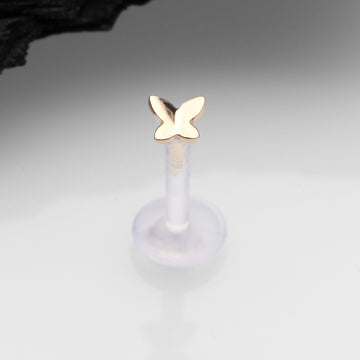 Detail View 1 of 14 Karat Gold Push-In Dainty Butterfly Top Bio-Flex Labret